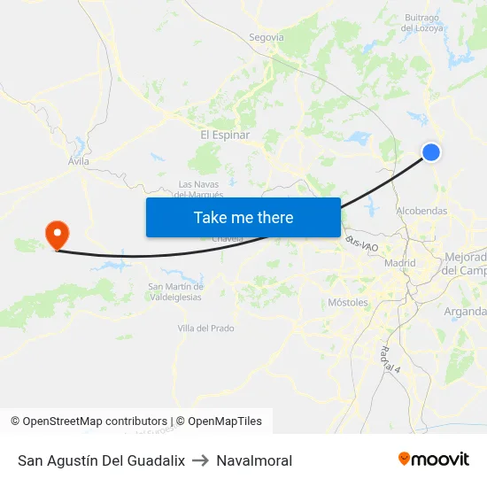 San Agustín Del Guadalix to Navalmoral map