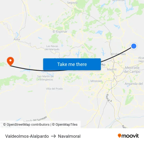 Valdeolmos-Alalpardo to Navalmoral map
