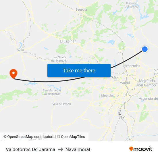 Valdetorres De Jarama to Navalmoral map