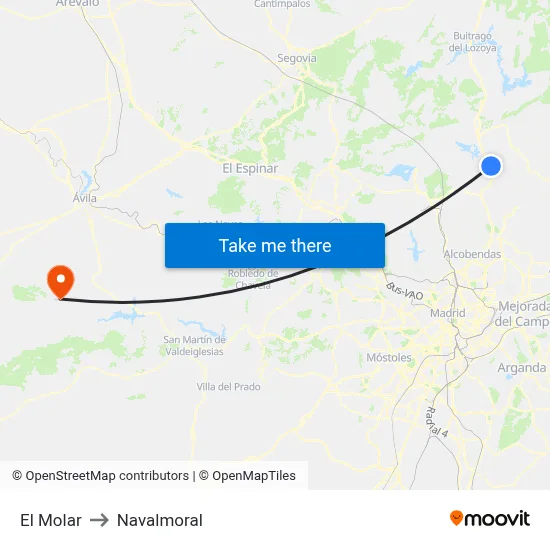 El Molar to Navalmoral map