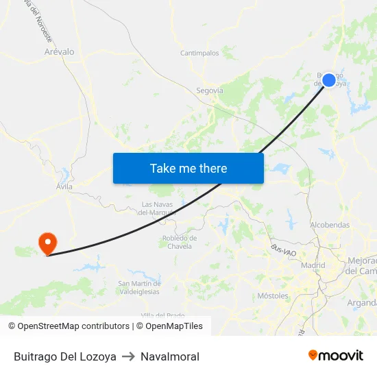 Buitrago Del Lozoya to Navalmoral map