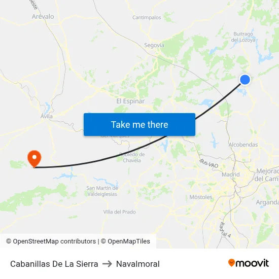 Cabanillas De La Sierra to Navalmoral map