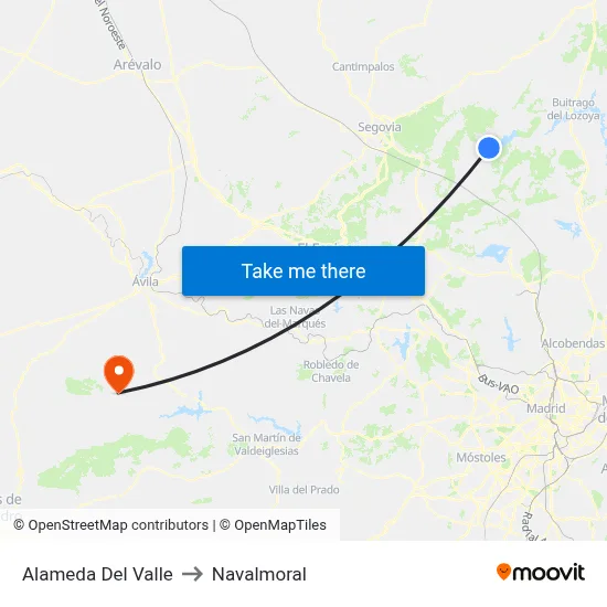 Alameda Del Valle to Navalmoral map