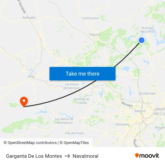 Garganta De Los Montes to Navalmoral map