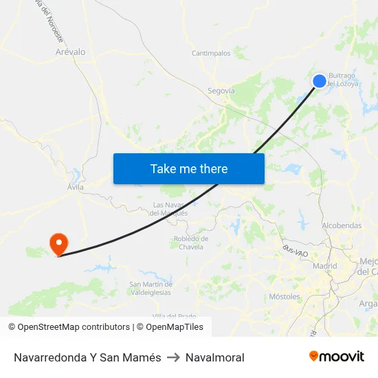 Navarredonda Y San Mamés to Navalmoral map