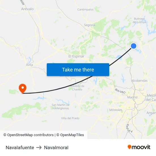 Navalafuente to Navalmoral map