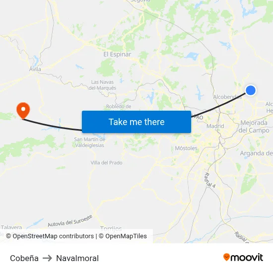 Cobeña to Navalmoral map