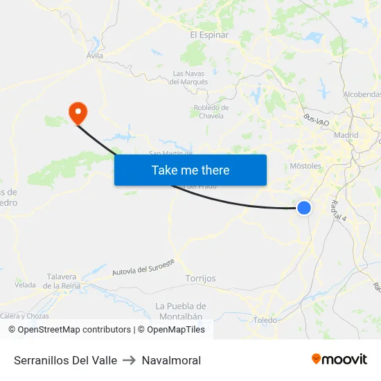 Serranillos Del Valle to Navalmoral map