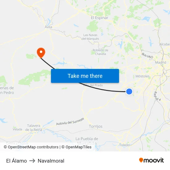 El Álamo to Navalmoral map