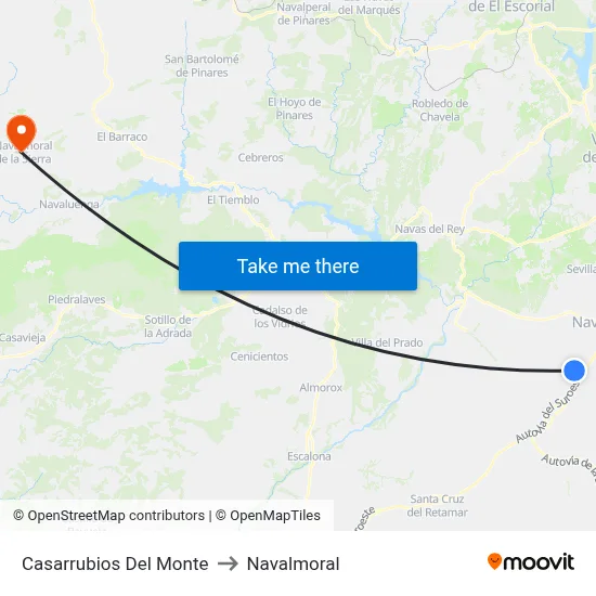 Casarrubios Del Monte to Navalmoral map