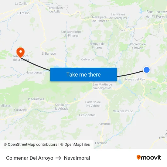 Colmenar Del Arroyo to Navalmoral map