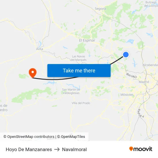 Hoyo De Manzanares to Navalmoral map