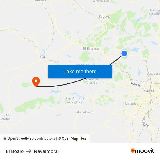El Boalo to Navalmoral map