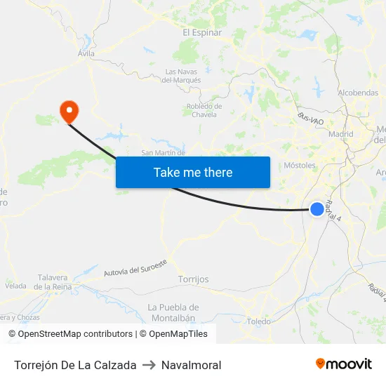 Torrejón De La Calzada to Navalmoral map