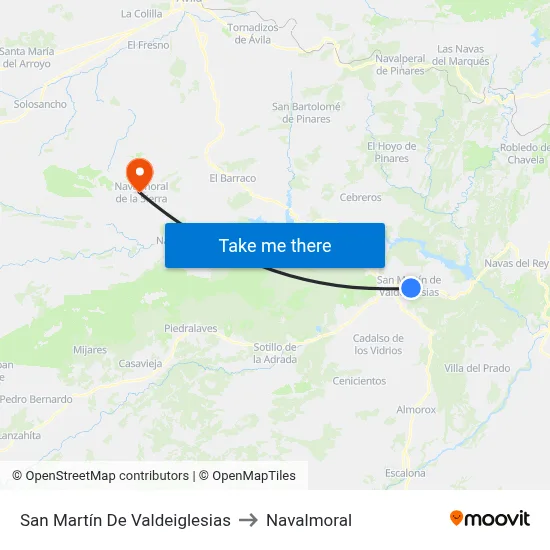 San Martín De Valdeiglesias to Navalmoral map