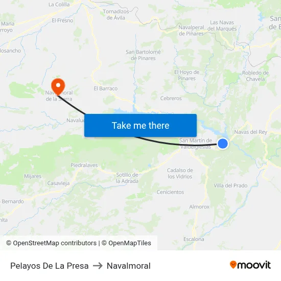 Pelayos De La Presa to Navalmoral map