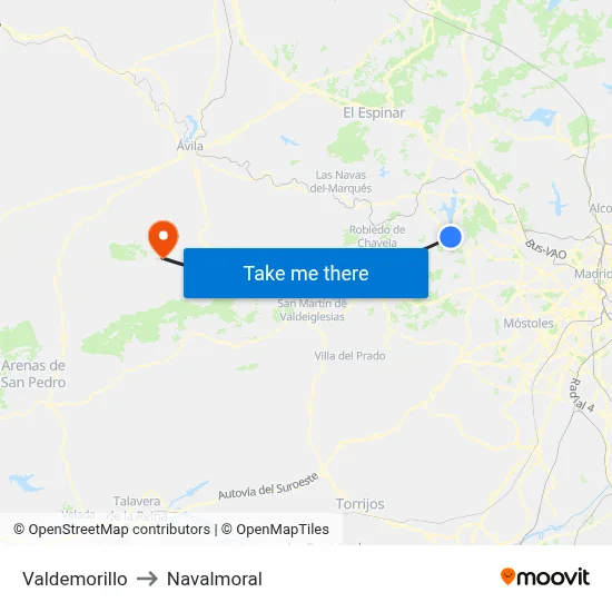 Valdemorillo to Navalmoral map