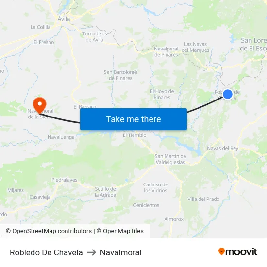 Robledo De Chavela to Navalmoral map