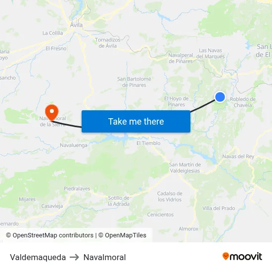 Valdemaqueda to Navalmoral map