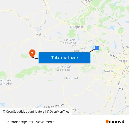 Colmenarejo to Navalmoral map