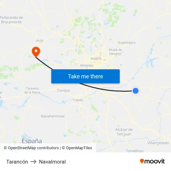 Tarancón to Navalmoral map