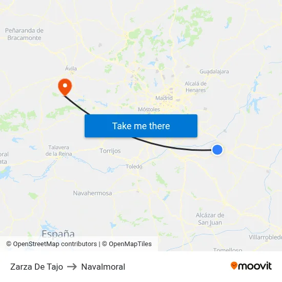 Zarza De Tajo to Navalmoral map