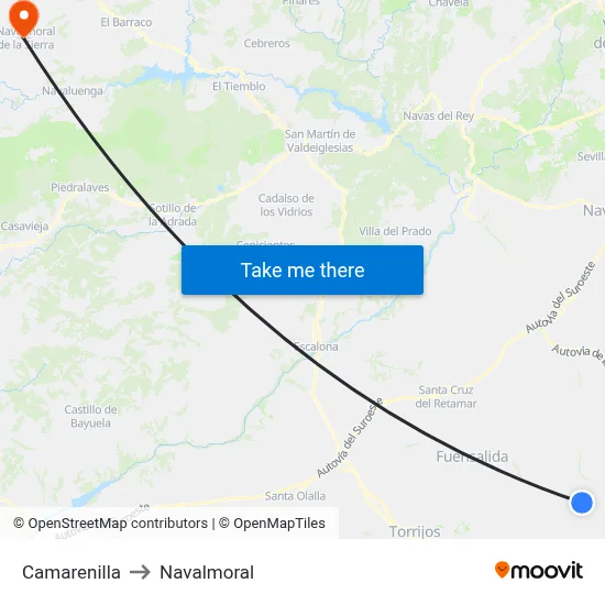 Camarenilla to Navalmoral map