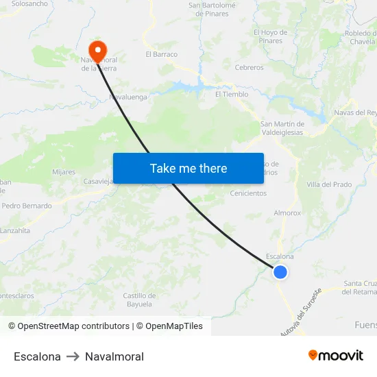 Escalona to Navalmoral map