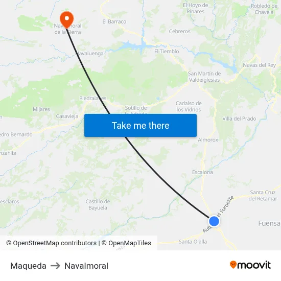 Maqueda to Navalmoral map