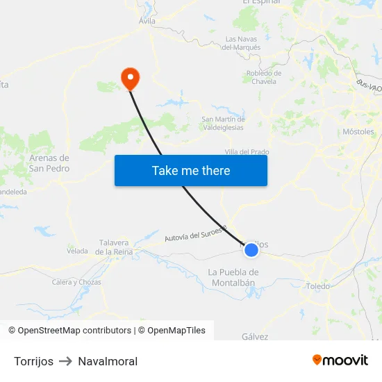 Torrijos to Navalmoral map