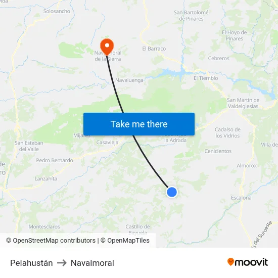 Pelahustán to Navalmoral map