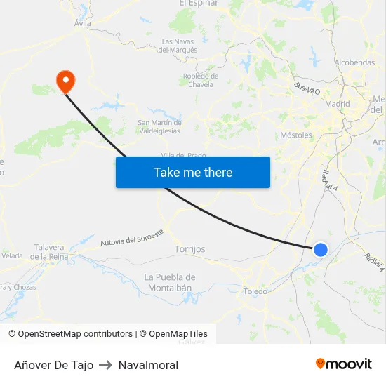 Añover De Tajo to Navalmoral map