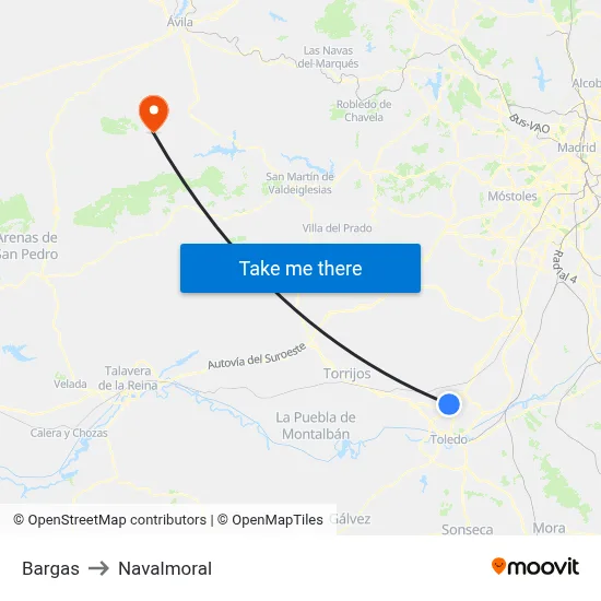 Bargas to Navalmoral map