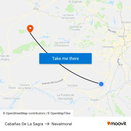 Cabañas De La Sagra to Navalmoral map