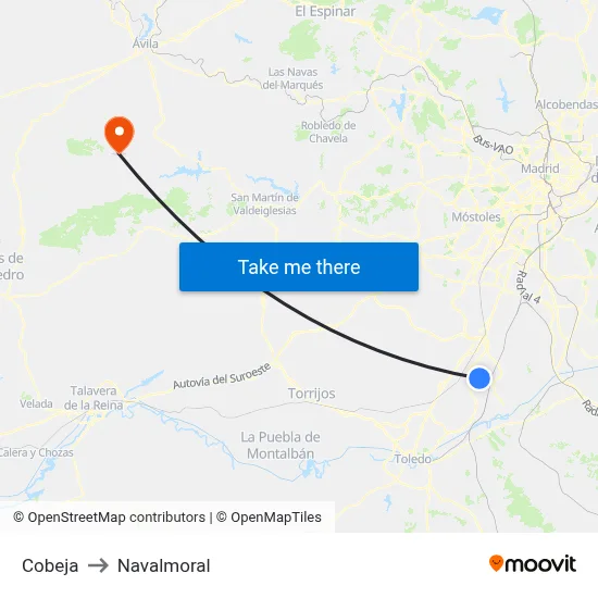 Cobeja to Navalmoral map