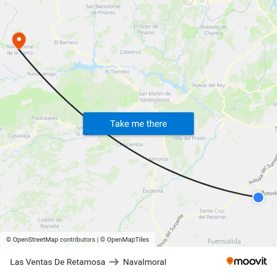Las Ventas De Retamosa to Navalmoral map