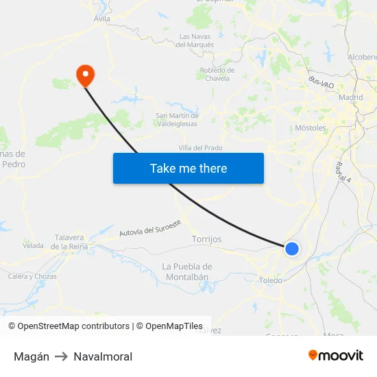 Magán to Navalmoral map