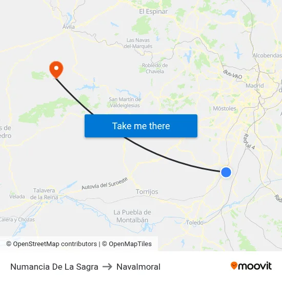 Numancia De La Sagra to Navalmoral map