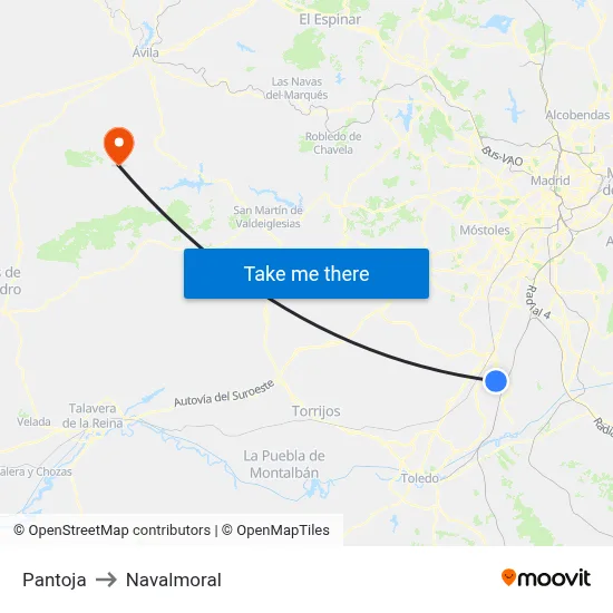 Pantoja to Navalmoral map