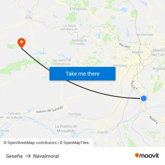 Seseña to Navalmoral map