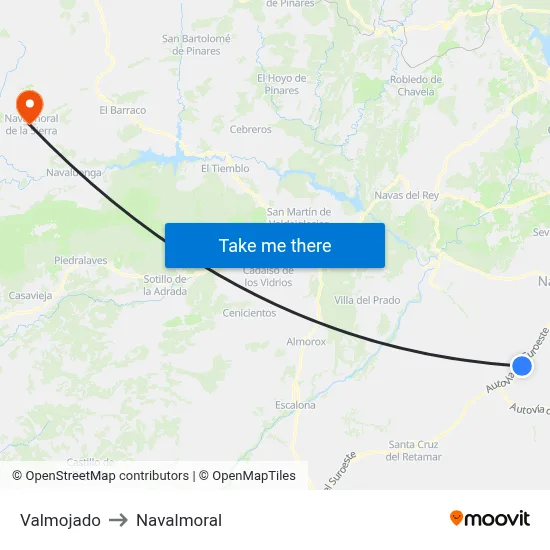 Valmojado to Navalmoral map