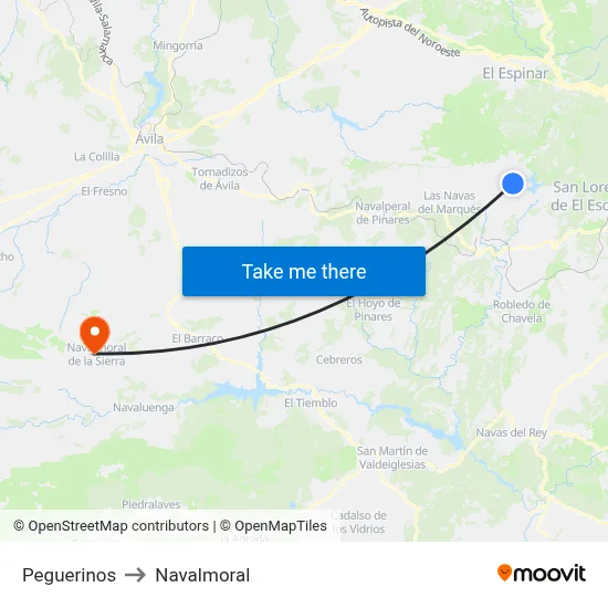 Peguerinos to Navalmoral map