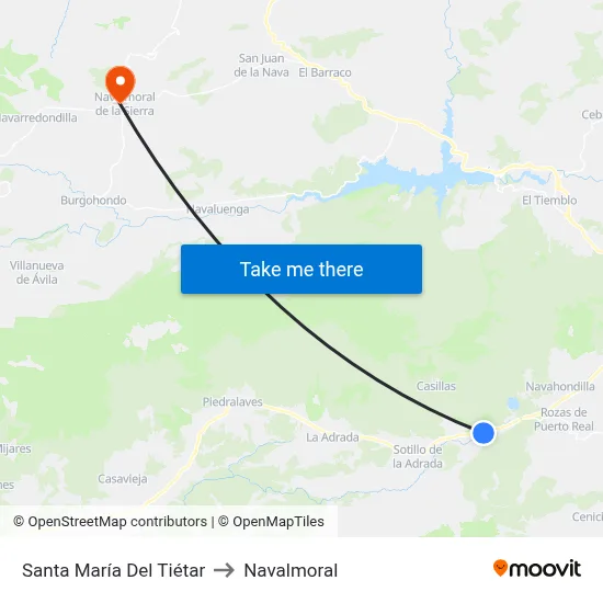 Santa María Del Tiétar to Navalmoral map
