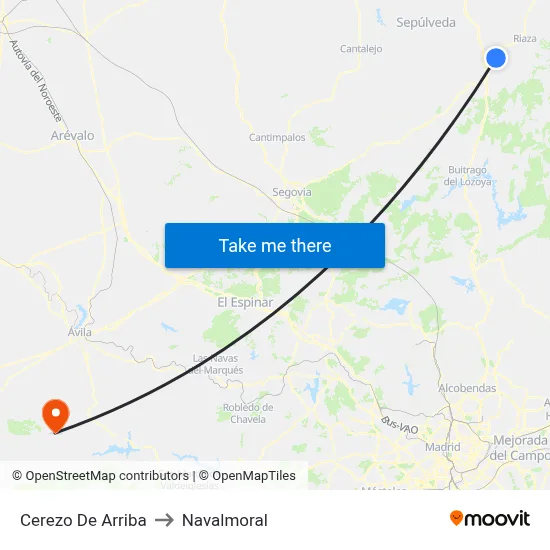 Cerezo De Arriba to Navalmoral map