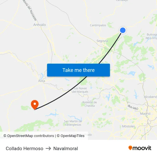 Collado Hermoso to Navalmoral map