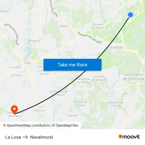 La Losa to Navalmoral map