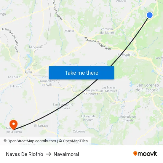 Navas De Riofrío to Navalmoral map