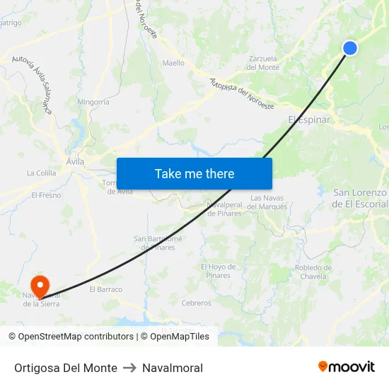 Ortigosa Del Monte to Navalmoral map