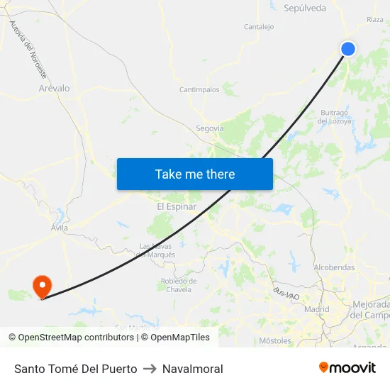 Santo Tomé Del Puerto to Navalmoral map