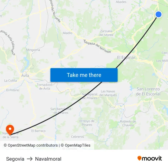 Segovia to Navalmoral map